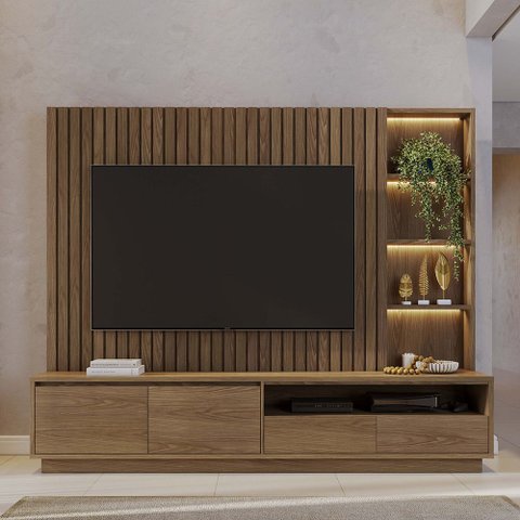 Estante Tv 82 Polegadas 240cm com Led Leme C04 - D’Rossi