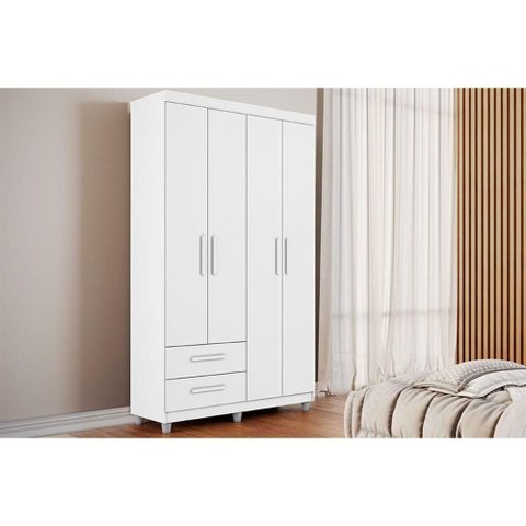 Guarda Roupa 4 Portas e 4 Gavetas C- Pés Canadá Plus Branco - Conquista