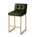 Ver imagem 4 de Banqueta Cozinha Alta com Encosto Industrial Kit 3 Champanhe Lirina Pu Verde C05 - D’Rossi