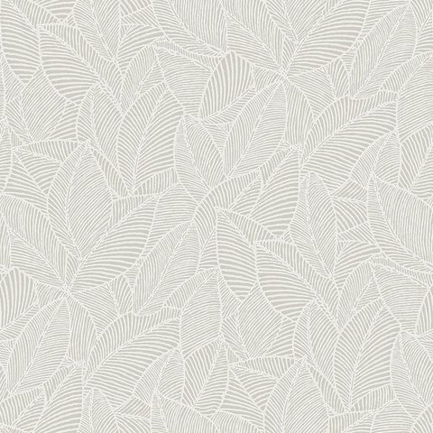 Papel de Parede Wiler Essencial - Folhas Cinza Claro