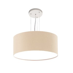 Lustre Pendente Redondo Cúpula em Tecido 30x15:Cru5935