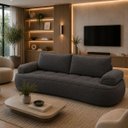 Ver imagem 3 de Sofá Yafa 210cm 3 Lugares Moderno Sala Consultório:Cinza Escuro/Bouclé