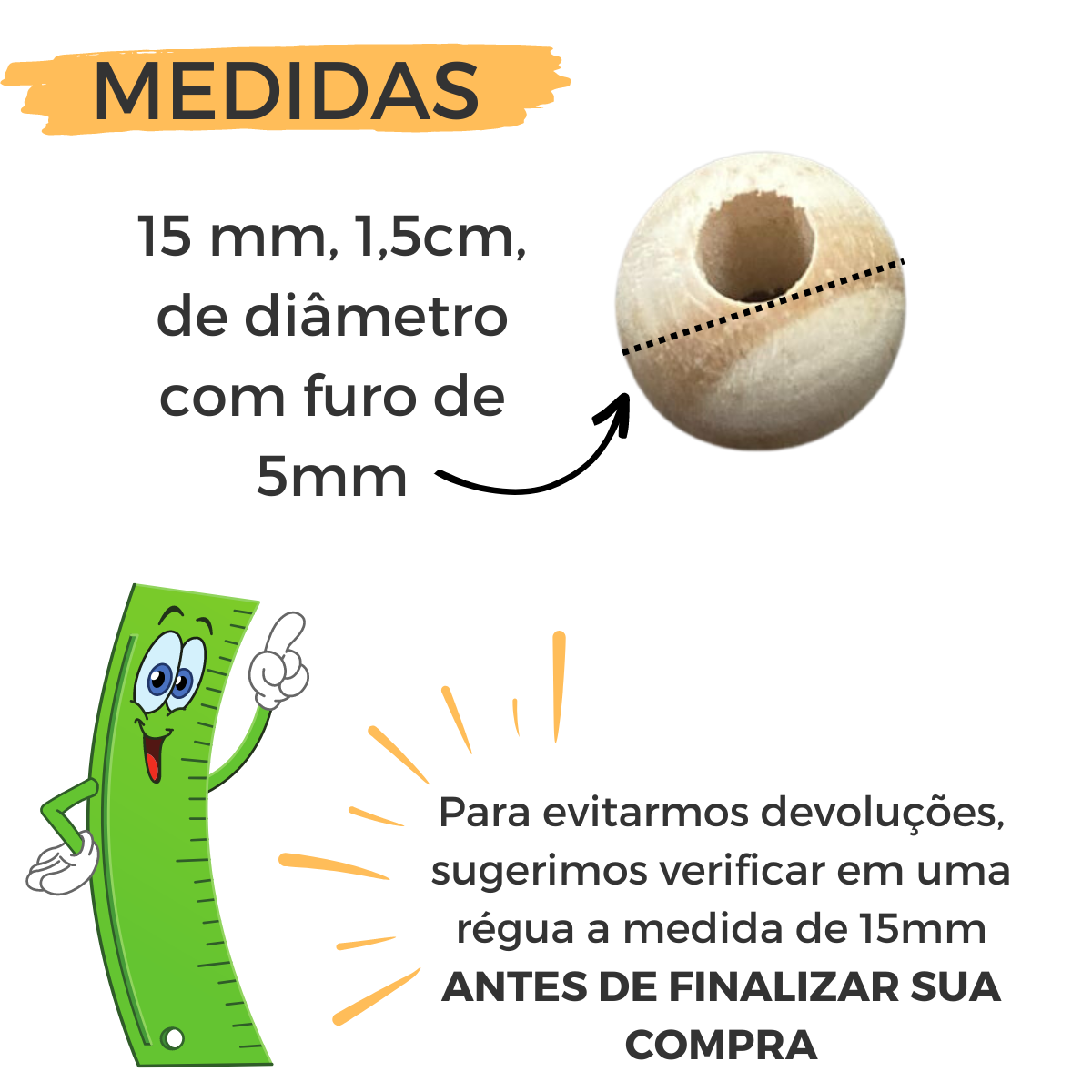 100 Esfera Bolinha Bola De Madeira Com Furo Pinus 15mm - 2