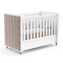 Ver imagem 2 de Jogo de Quarto Infantil Berço com Capitonê e Cômoda 4 Gavetas Tutto New Branco Soft - Matic Móveis
