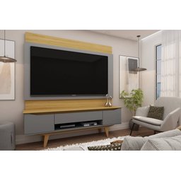 Rack Com Painel Para Sala ou Quarto e TV de Até 70" Com 1 Gaveta e 2 Portas 1,80m Camaru com Cinza - 2