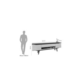 Rack Com Painel Para Sala ou Quarto e TV de Até 70" Com 1 Gaveta e 2 Portas 1,80m Camaru com Cinza - 4