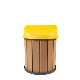 Lixeira Madeira Plástica 75 Litros - 50 Cm:marrom/amarelo - 2