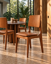 Ver imagem 3 de Conjunto Mesa 110cm Redonda com 4 Cadeiras Madeira Estofada Sala Cozinha para Apartamento Lara Capri