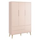 Ver imagem 1 de Guarda Roupa Infantil Theo 3 Portas Rosa com Pés Madeira Natural – Reller
