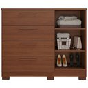 Ver imagem 4 de Cômoda Quarto Mavi 4 Gavetas Grandes 1 Porta com Pés 100 MDF Pm Home