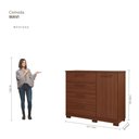 Ver imagem 3 de Cômoda Quarto Mavi 4 Gavetas Grandes 1 Porta com Pés 100 MDF Pm Home