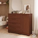 Ver imagem 3 de Cômoda Quarto Mavi 4 Gavetas Grandes 1 Porta com Pés 100 Mdf Pm Home