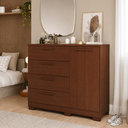 Ver imagem 1 de Cômoda Quarto Mavi 4 Gavetas Grandes 1 Porta com Pés 100 MDF Pm Home