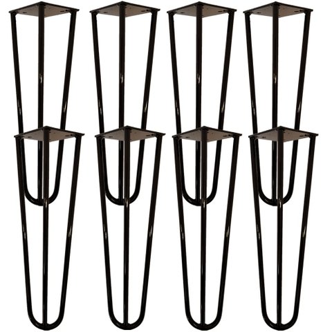 Kit 03 Pés de Ferro Aço Hairpin Legs 30 cm Preto A01 Sofá Móveis Mesa - Inoviza