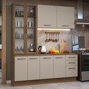 Ver imagem 1 de Armário de Cozinha Compacta 190cm com Cristaleira Agata Madesa Rustic Crema