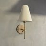 Arandela Luminaria de Parede Dormitorio Dourado com Interruptor Cupula Bege Tecido Algodao Bivolt - 1