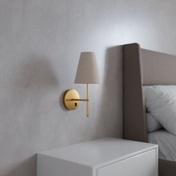 Arandela Luminaria de Parede Dormitorio Dourado com Interruptor Cupula Bege Tecido Algodao Bivolt - 7