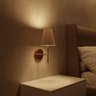 Arandela Luminaria de Parede Dormitorio Dourado com Interruptor Cupula Bege Tecido Algodao Bivolt - 6