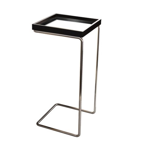 Mesa Lateral Lf 011 Tampo Quadrado Preto/prata