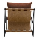 Ver imagem 6 de Kit Poltrona com Puff Turim Base Aço Preto Recouro Camel Linho Telha - Nexta Casa