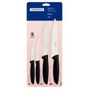 Ver imagem 1 de Jogo de Facas Tramontina Plenus com Lâminas em Aço Inox e Cabos de Polipropileno Preto - 04 Peças