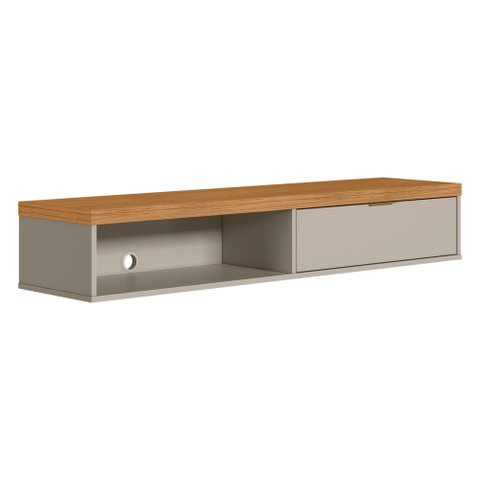 Nicho Suspenso Marisa com Tampo Engrossado Nature e Off White 140x23 cm - D’Rossi