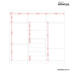 Guarda Roupa Belém 6 Portas com Espelho Albatroz - 4