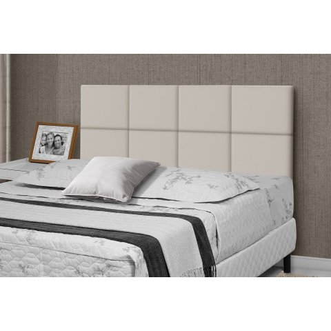 Cabeceira de Cama Estofada Queen 160cm Bege Lisa - Rede Móveis