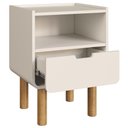 Ver imagem 5 de Mesa Cabeceira Quarto 45cm 1 Gaveta Pé Madeira Luara Off White A10 - Mpozenato