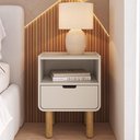 Ver imagem 1 de Mesa Cabeceira Quarto 45cm 1 Gaveta Pé Madeira Luara Off White A10 - Mpozenato