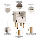 Ver imagem 3 de Mesa Cabeceira Quarto 45cm 1 Gaveta Pé Madeira Luara Off White A10 - Mpozenato
