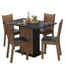 Ver imagem 2 de Conjunto Sala de Jantar Mesa Tampo de Vidro 4 Cadeiras Preto/rustic Camélia Madesa