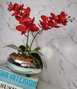 Ver imagem 3 de Arranjo Com 2 Orquídeas Vermelha Vaso Prata 22cm