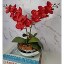 Ver imagem 1 de Arranjo Com 2 Orquídeas Vermelha Vaso Prata 22cm