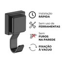 Ver imagem 7 de Kit 2 Ganchos Cabide Multiuso com Ventosa Preto Fosco Future