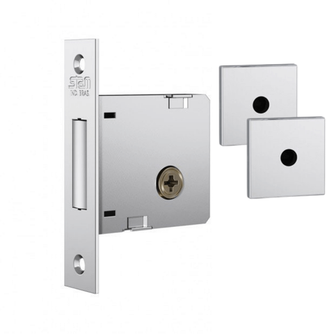 Fechadura Auxiliar Trava Stam 1004 Inox Roseta Quadrada - Preto Cromado
