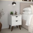 Ver imagem 2 de Mesa de Cabeceira Criado 2 Gavetas Pés Retrô Antiumidade:branco