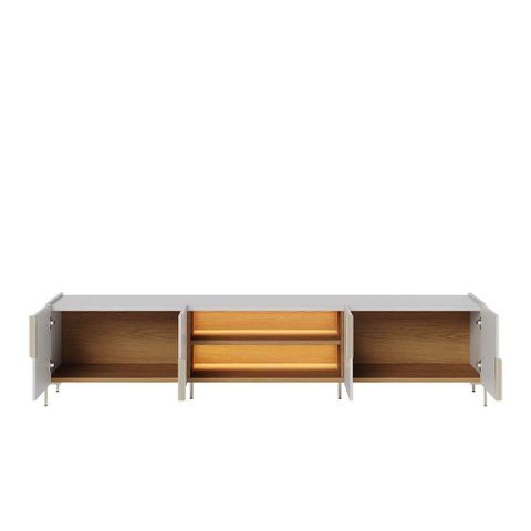 Rack Bancada Maggiore para Tv até 85 Polegadas com 4 Portas Off White Matte Freijó Colibri