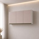Ver imagem 1 de Armário Aéreo Modulado Essenza 3 Portas de Bater MDF-MDP Branco-Bege Dunas Luciane Móveis