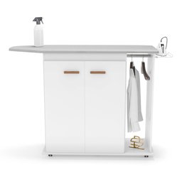 Tábua de Passar Roupa Top 02 Portas com Suporte para Ferro e Cabideiro Branco - Desk Design - 6