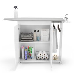 Tábua de Passar Roupa Top 02 Portas com Suporte para Ferro e Cabideiro Branco - Desk Design - 7