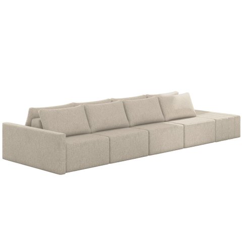 Sofá Ilha Modular para Sala 432cm com Puff Dublin K01 Linho Bege - Lyam Decor