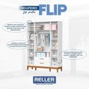 Ver imagem 3 de Jogo de Quarto Infantil Flip Guarda Roupa 4 Portas e Cômoda 4 Gavetas Branco Fosco - Reller Móveis