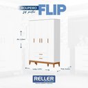 Ver imagem 4 de Jogo de Quarto Infantil Flip Guarda Roupa 4 Portas e Cômoda 4 Gavetas Branco Fosco - Reller Móveis