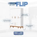 Ver imagem 2 de Jogo de Quarto Infantil Flip Guarda Roupa 4 Portas e Cômoda 4 Gavetas Branco Fosco - Reller Móveis