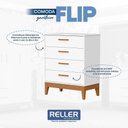 Ver imagem 5 de Jogo de Quarto Infantil Flip Guarda Roupa 4 Portas e Cômoda 4 Gavetas Branco Fosco - Reller Móveis