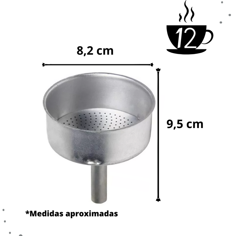 Kit Reparo Cafeteira Italiana 12 Xícaras Funil Filtro Borracha Ke Home - 3