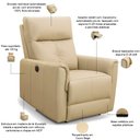Ver imagem 3 de Poltrona Retrátil Reclinável Elétrica para Sala Living Sillon L06 Couro Bege - Lyam Decor