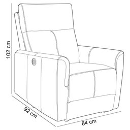 Poltrona Retrátil Reclinável Elétrica para Sala Living Sillon L06 Couro Bege - Lyam Decor - 4