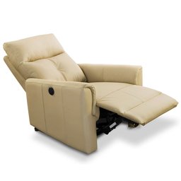 Poltrona Retrátil Reclinável Elétrica para Sala Living Sillon L06 Couro Bege - Lyam Decor - 1